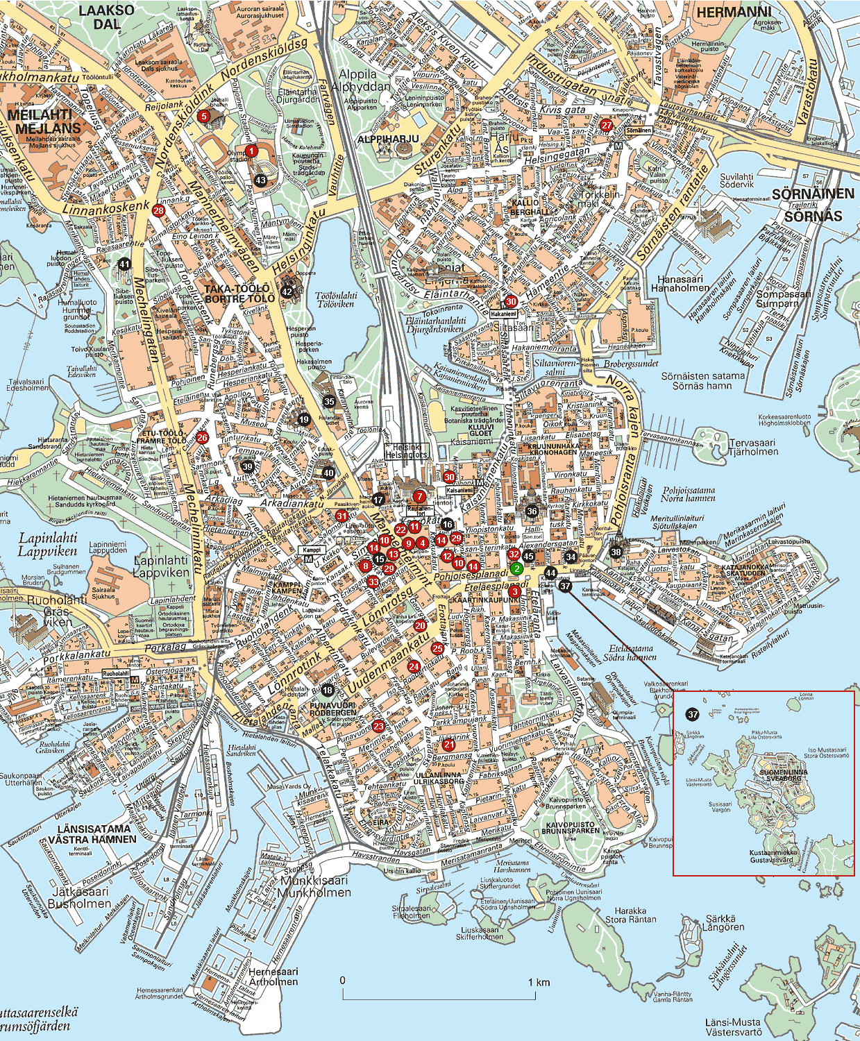 centre ville plan de helsinki