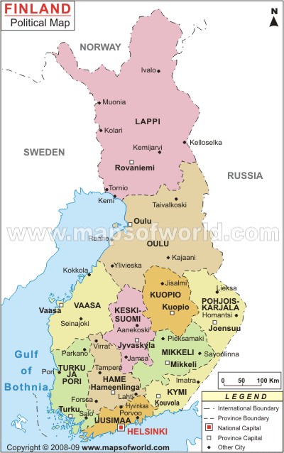 regions carte du Finlande