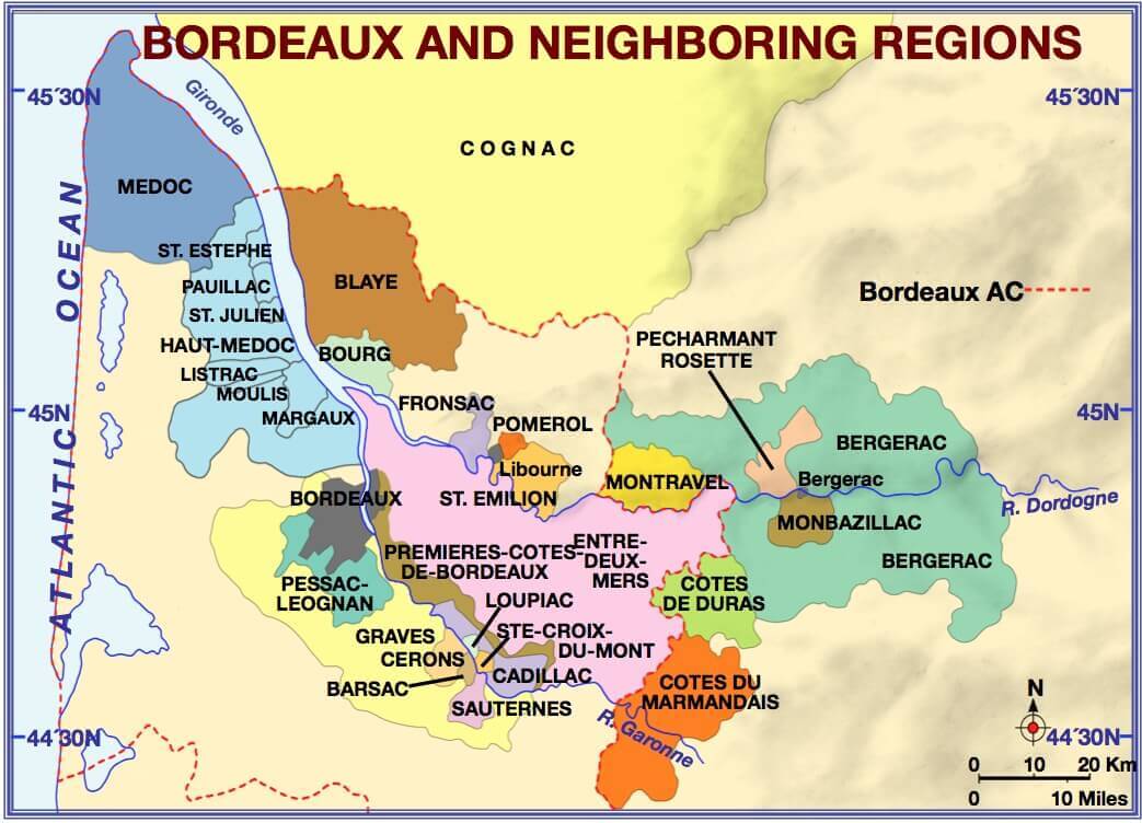 Bordeaux neighboring regions plan