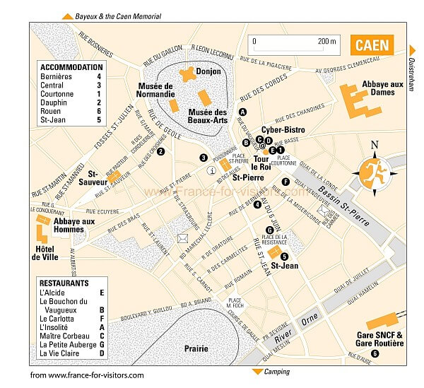 Caen ville centre plan