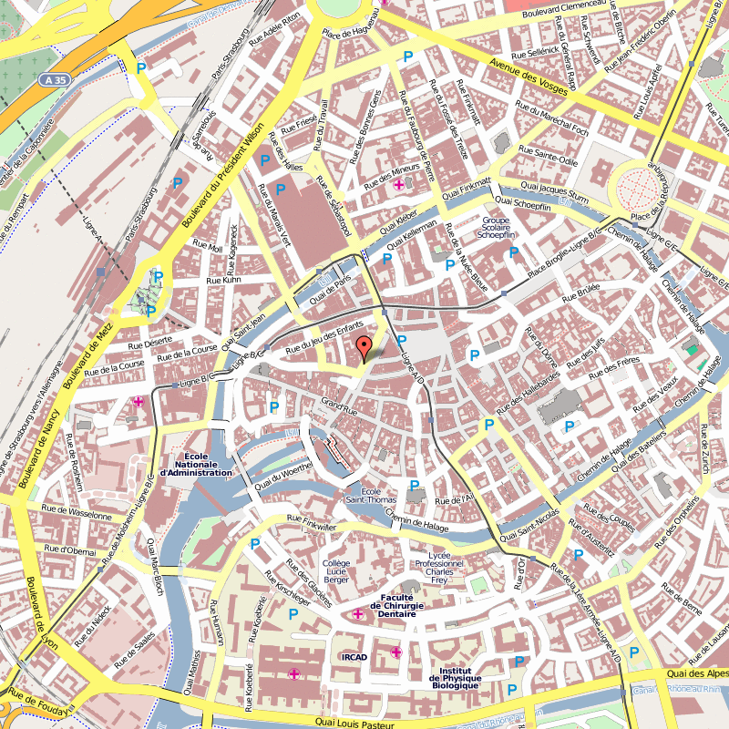 Colmar ville centre plan