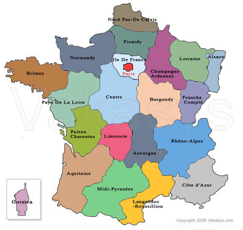 france regions carte