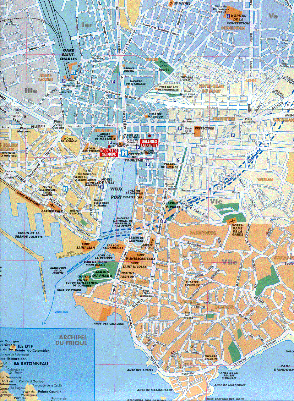 Marseille ville centre plan