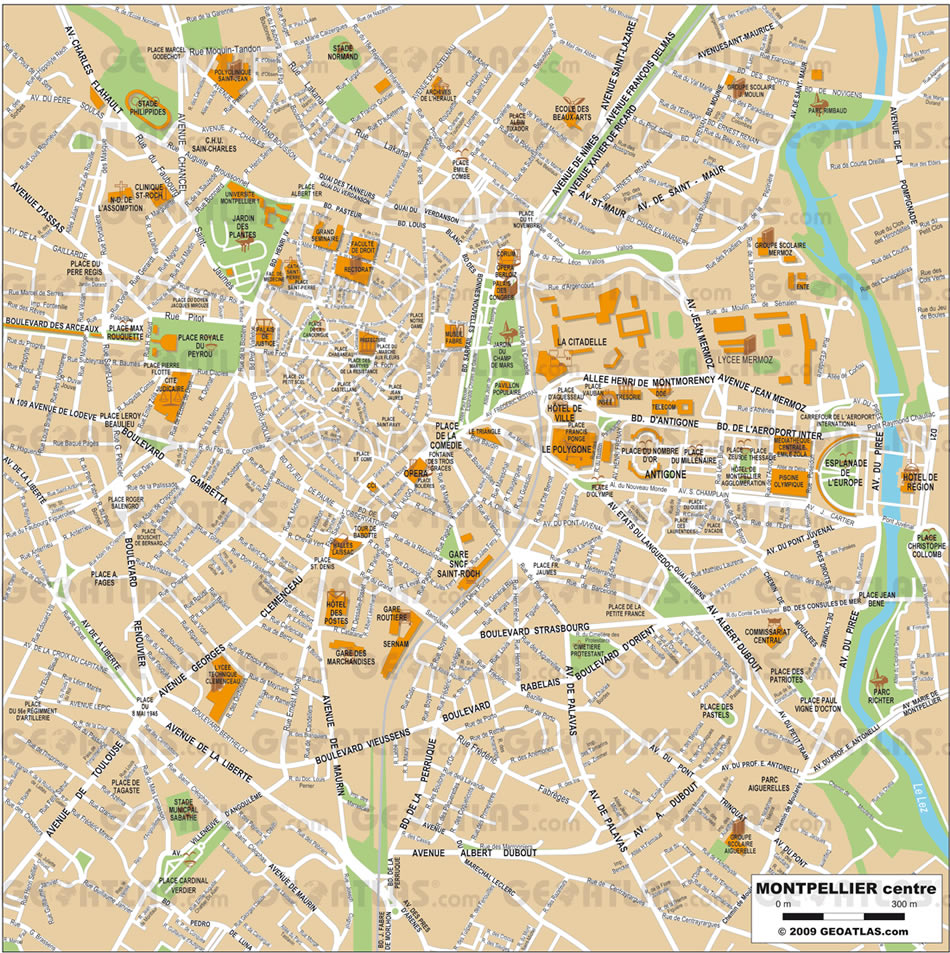 Montpellier ville centre plan