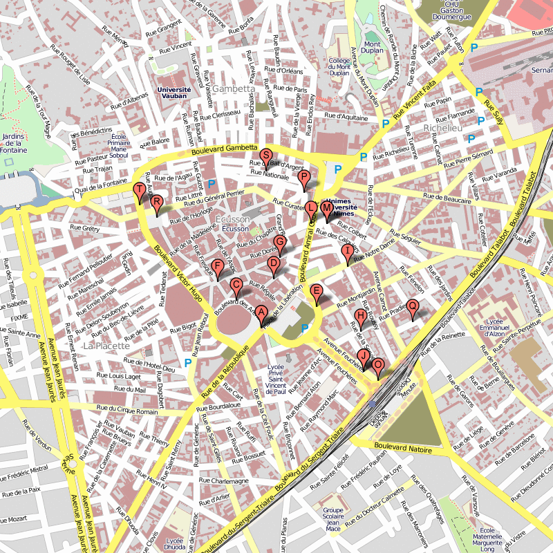 Nimes hotels plan