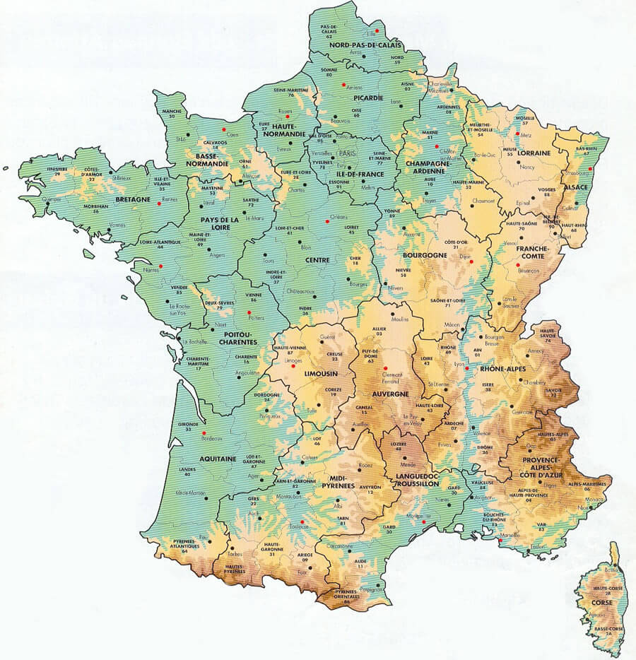 physique carte du france