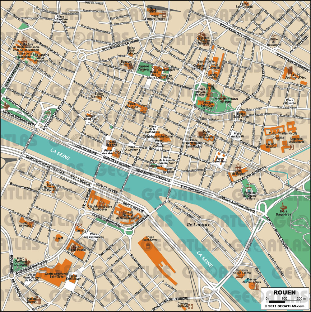 Rouen ville centre plan