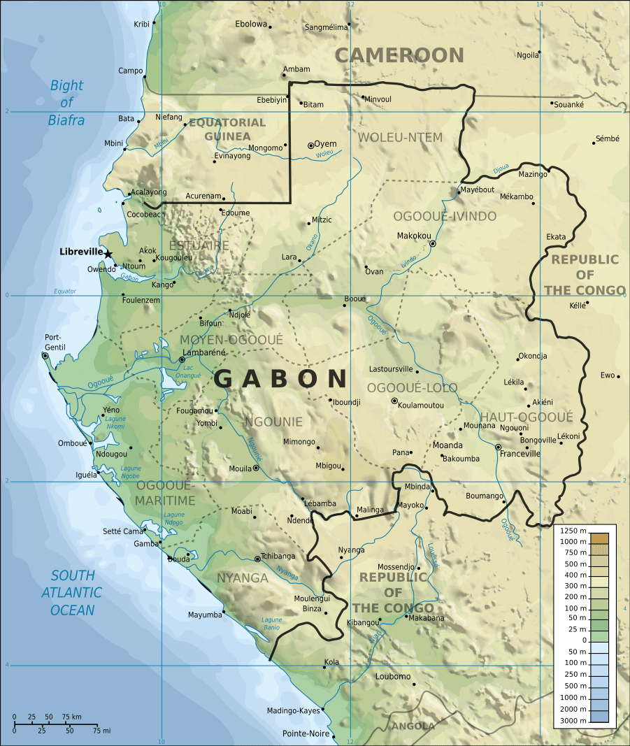 Topographique carte du gabon