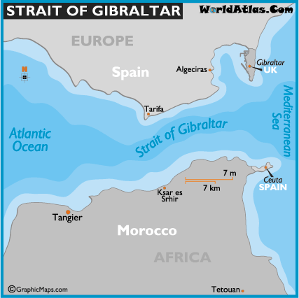 strait du gibraltar carte