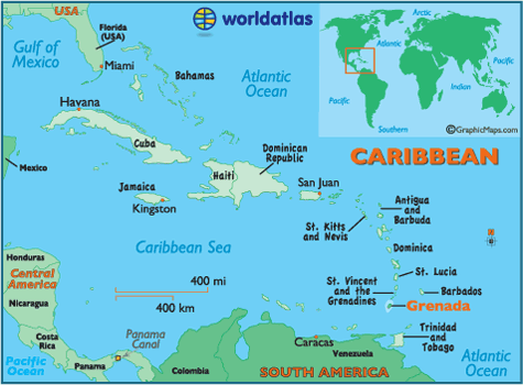 grenada carte caraibes