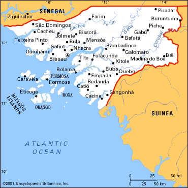 guinee bissau villes carte