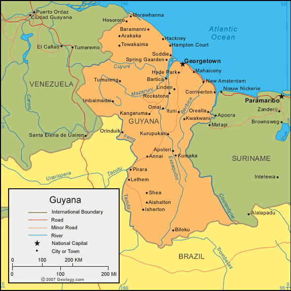 carte du Guyana