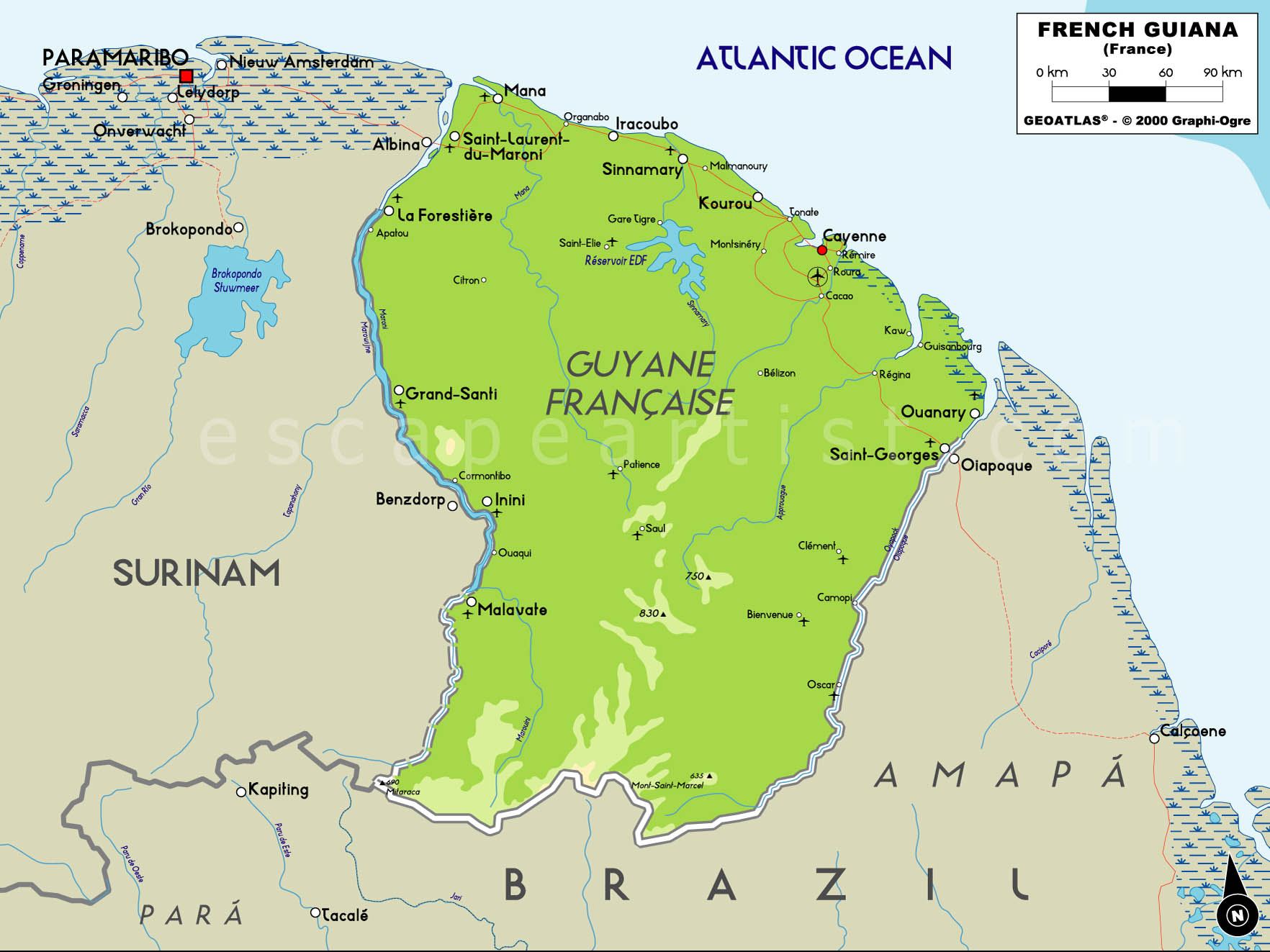 carte Guyane Fransaise