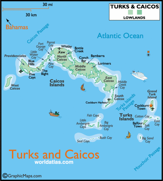 Iles Turques et Caiques carte
