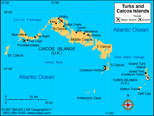 Iles Turques et Caiques carte