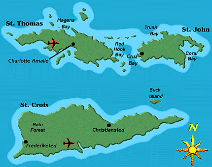 Iles Vierges des etats Unis carte