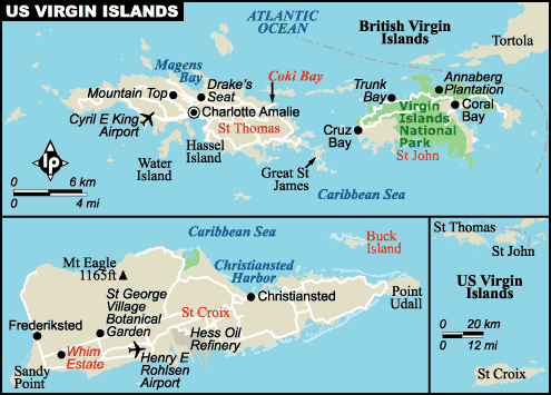Iles Vierges des etats Unis carte