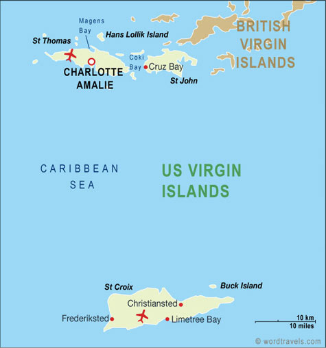 Iles Vierges des etats Unis carte