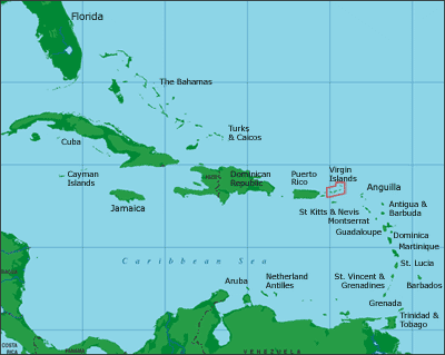 caraibes carte Iles Vierges des etats Unis