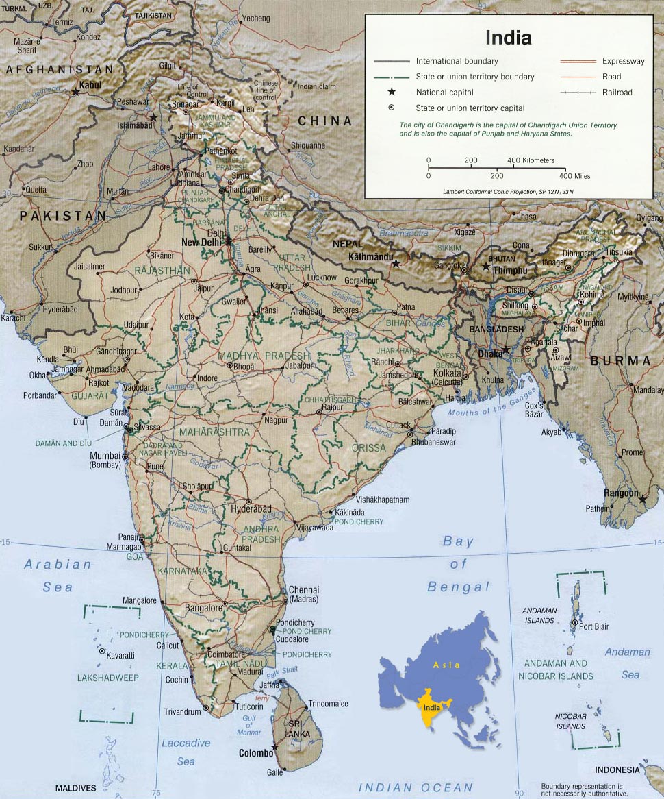 inde physique carte