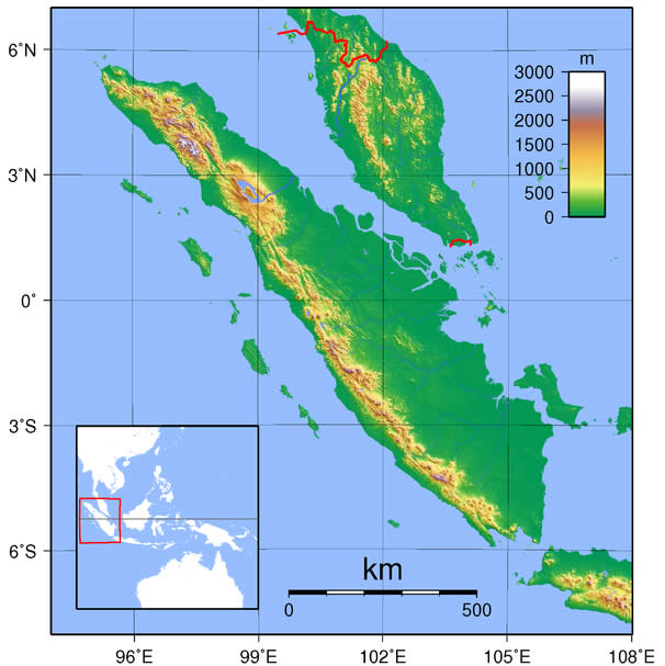 carte du sumatra indonesie