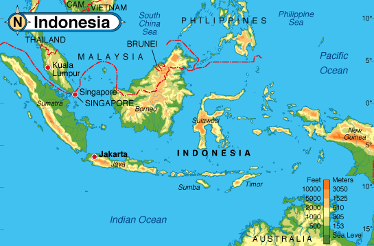 carte indonesie physique