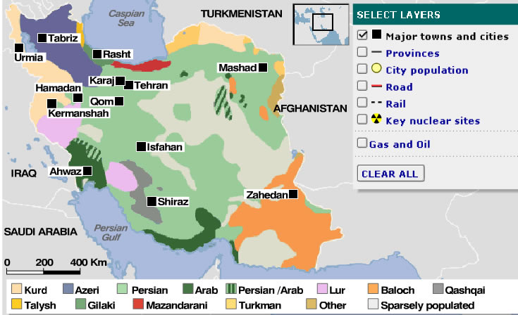 ethnique groupes carte du iran
