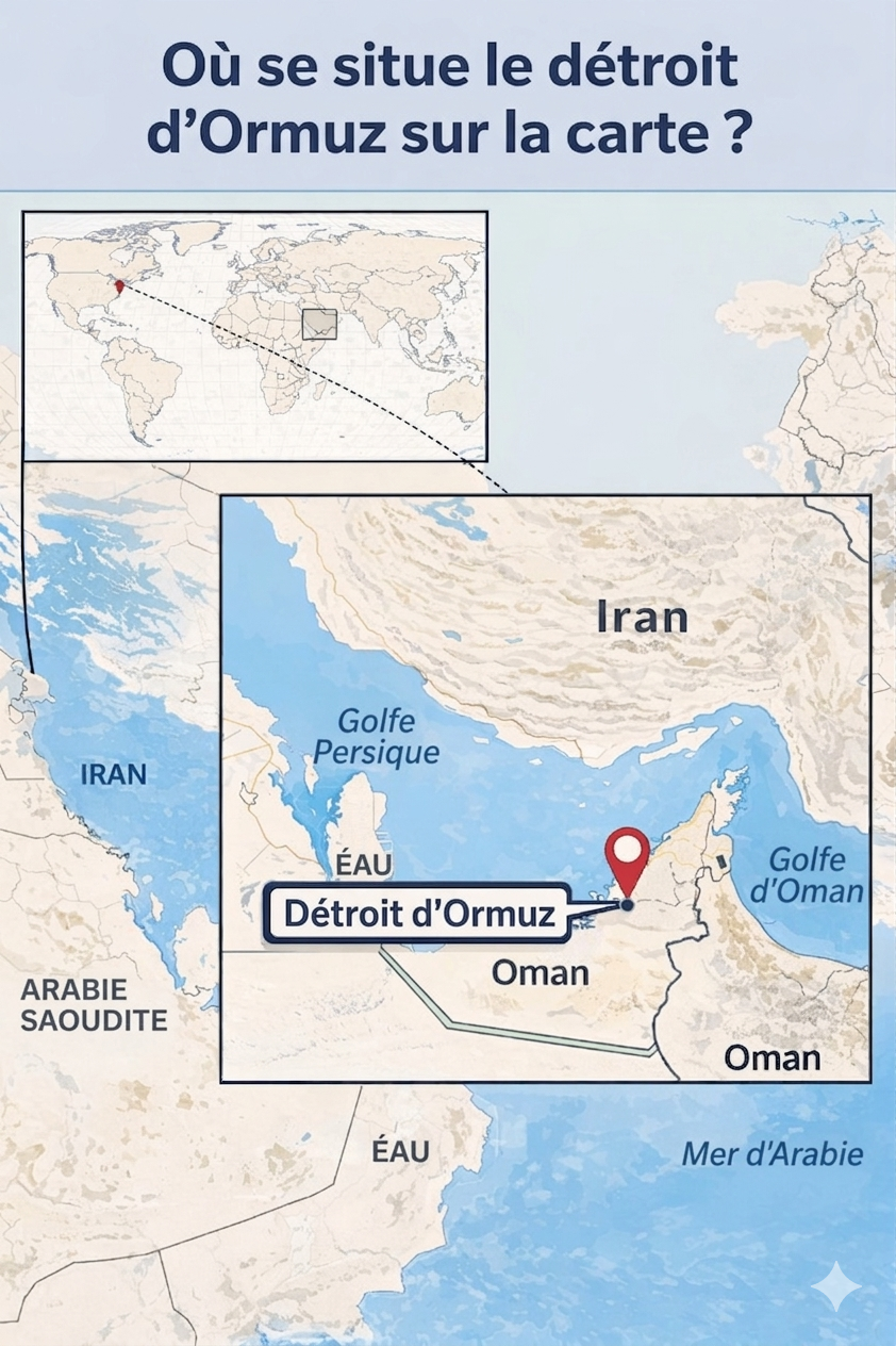 Où se situe le détroit d'Ormuz sur la carte