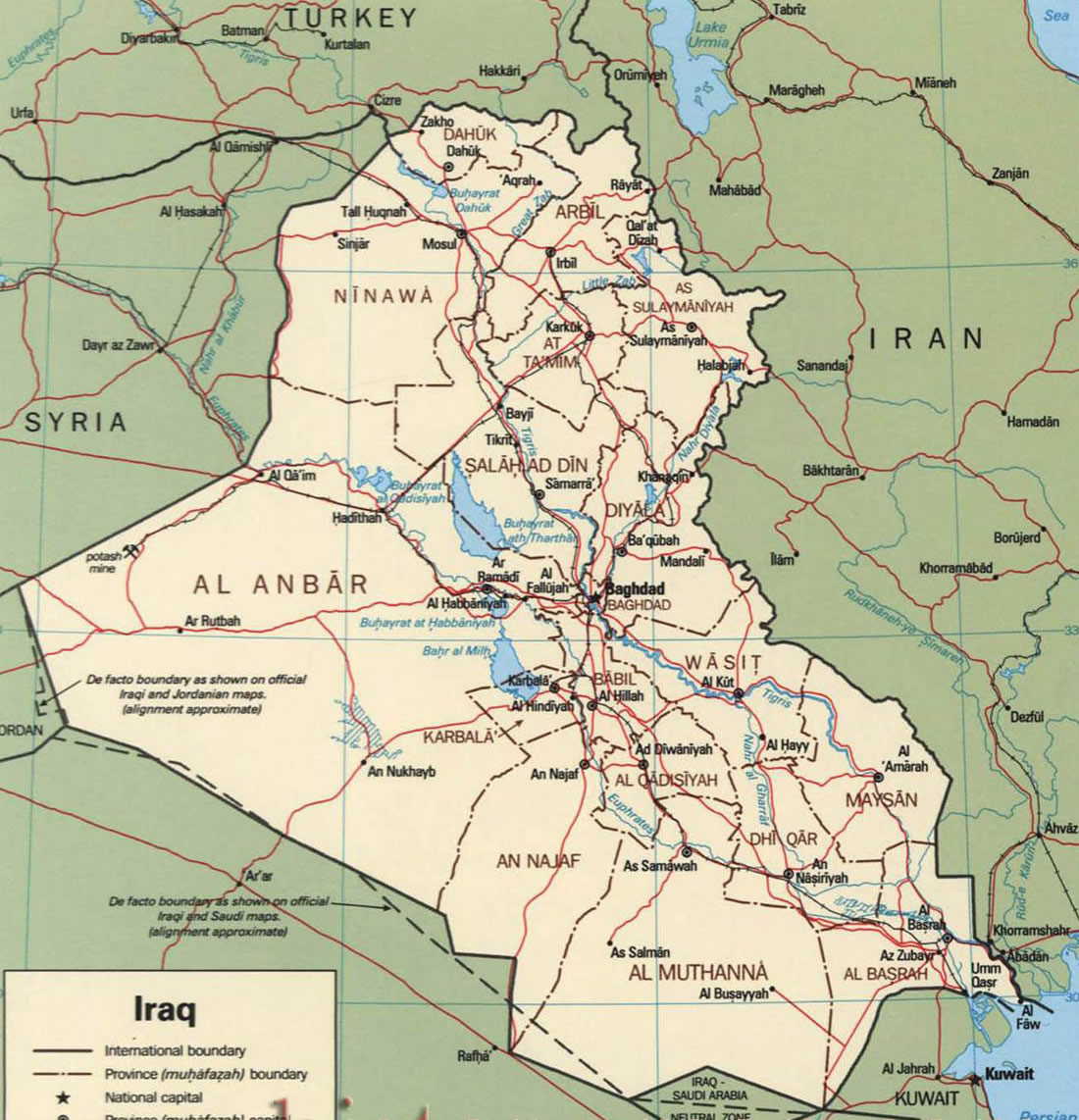 iraq politique carte