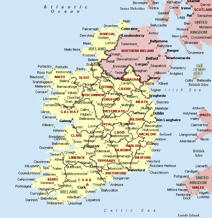 Irlande villes carte