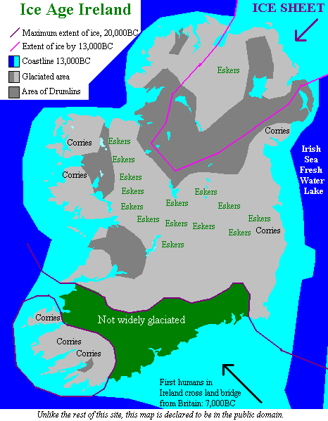 Irlande carte age de glace