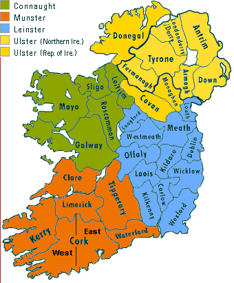 Irlande carte provinces