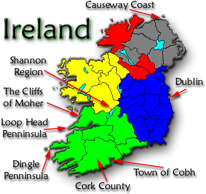 Irlande regions carte