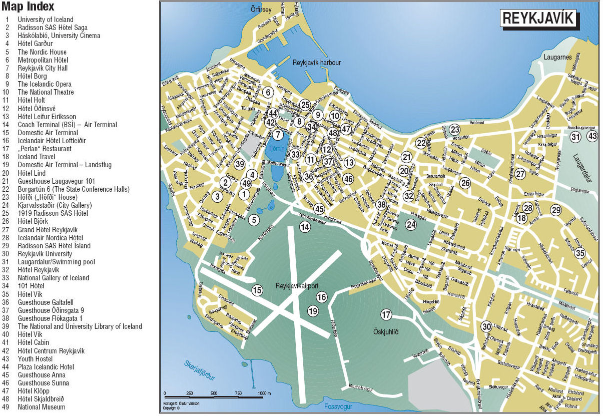 Reykjavik touristique plan