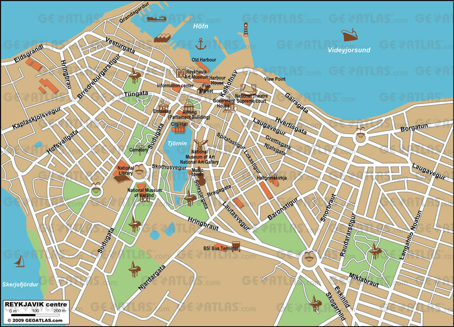 Reykjavik ville centre plan