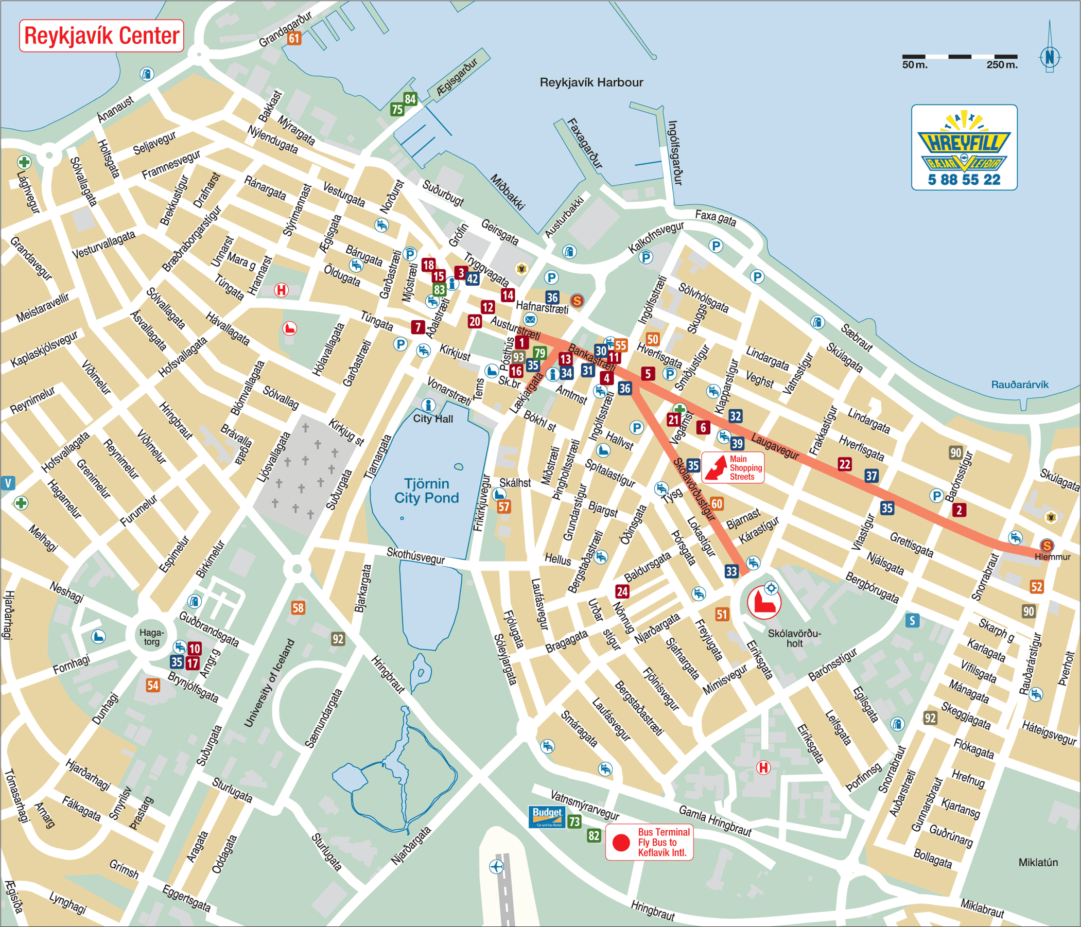 Reykjavik touristique plan