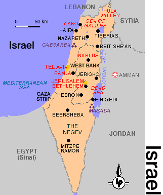 carte du israel villes