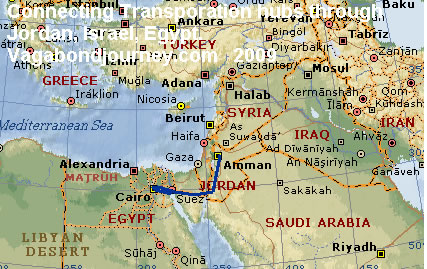 israel carte egypte Jordanie