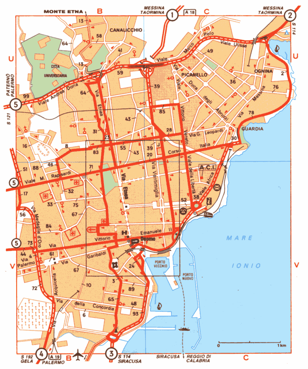 Catania ville centre plan