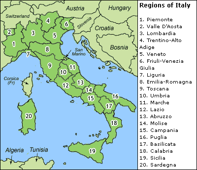 italie regions carte