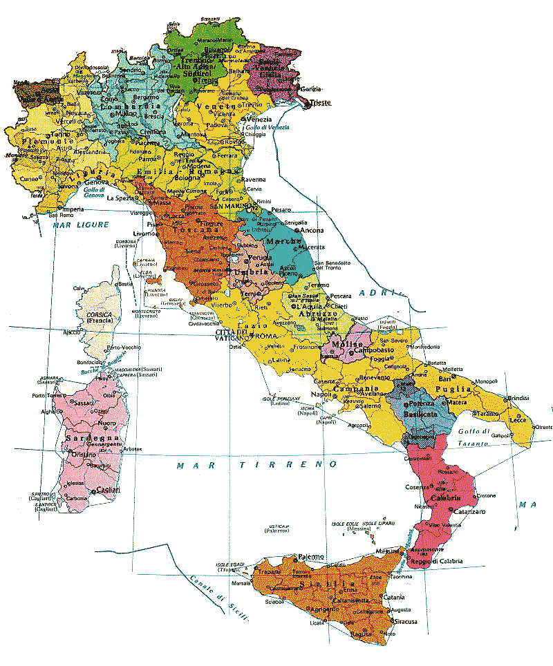 italie regions carte