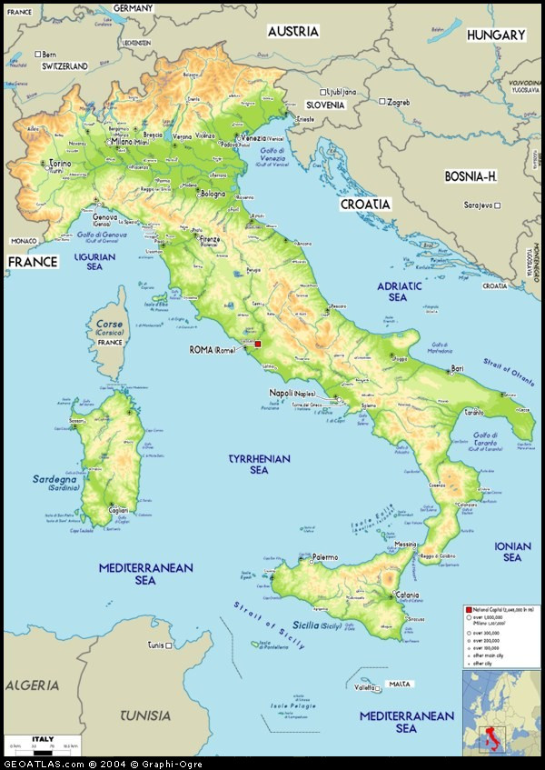physique carte italie