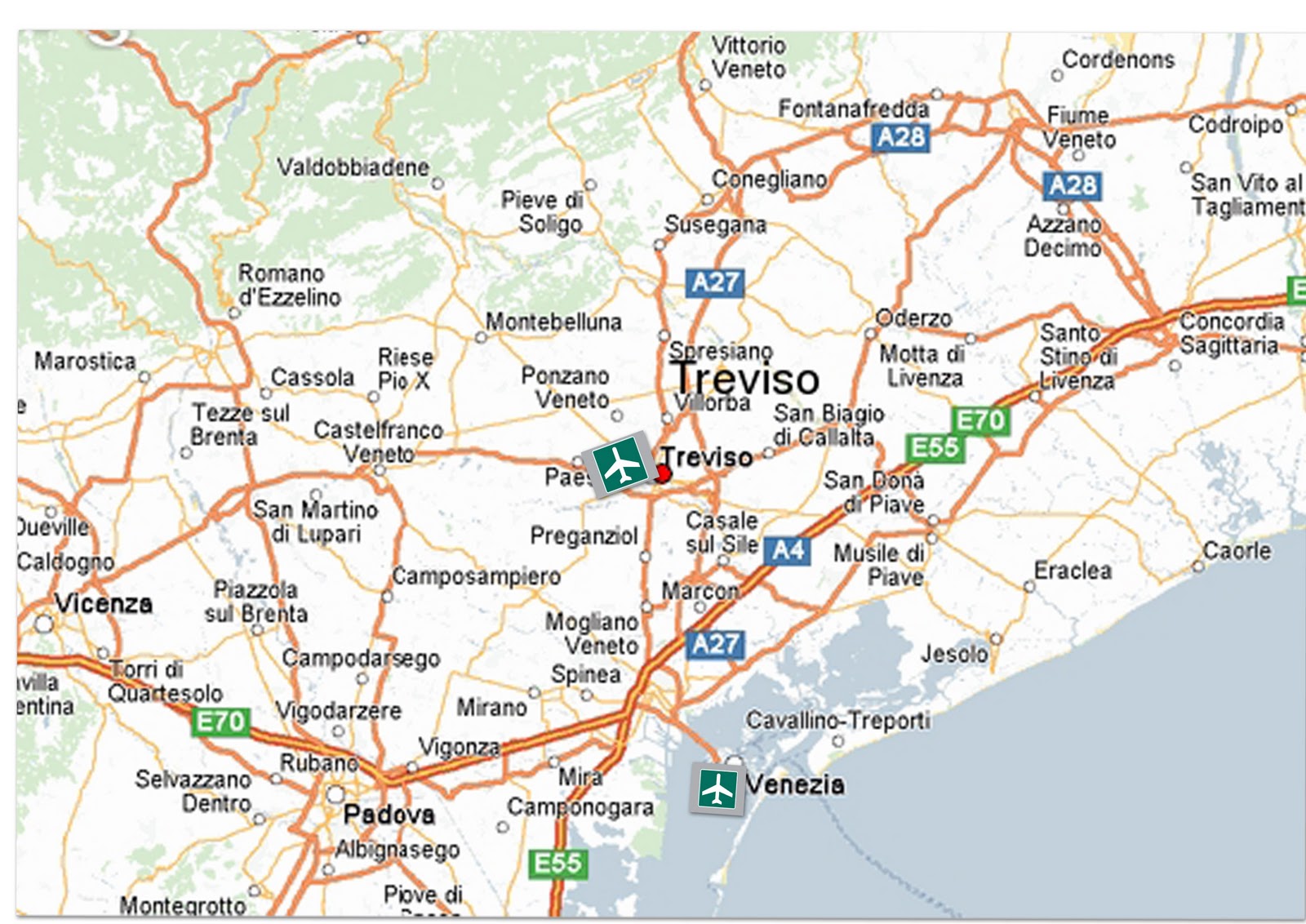 Treviso itineraire plan