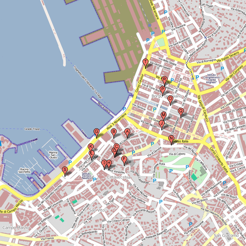Trieste centre ville plan