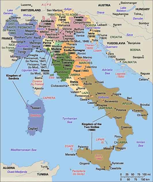 villes carte du italie