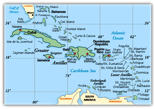 caraibes carte jamaique