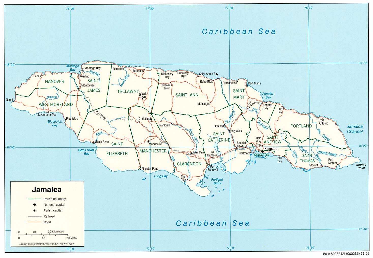 jamaique carte caraibes mer