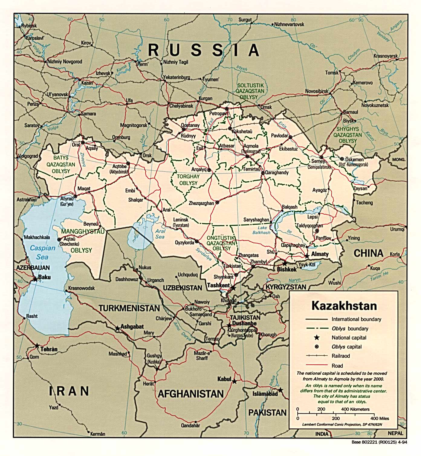physique carte du kazakhstan