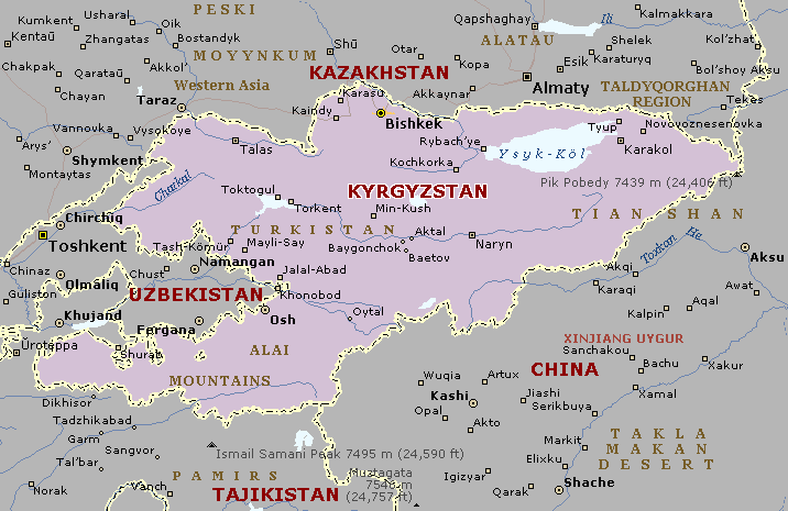 kirghizistan villes carte