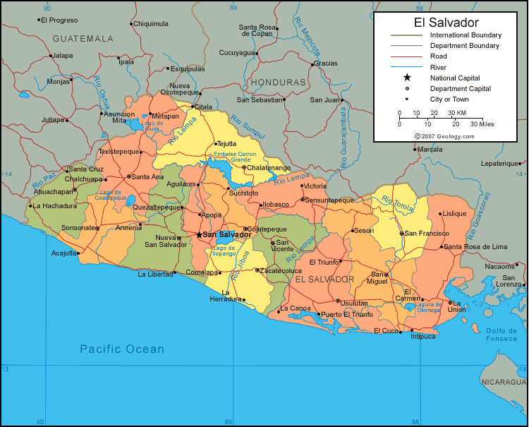 carte du Le Salvador